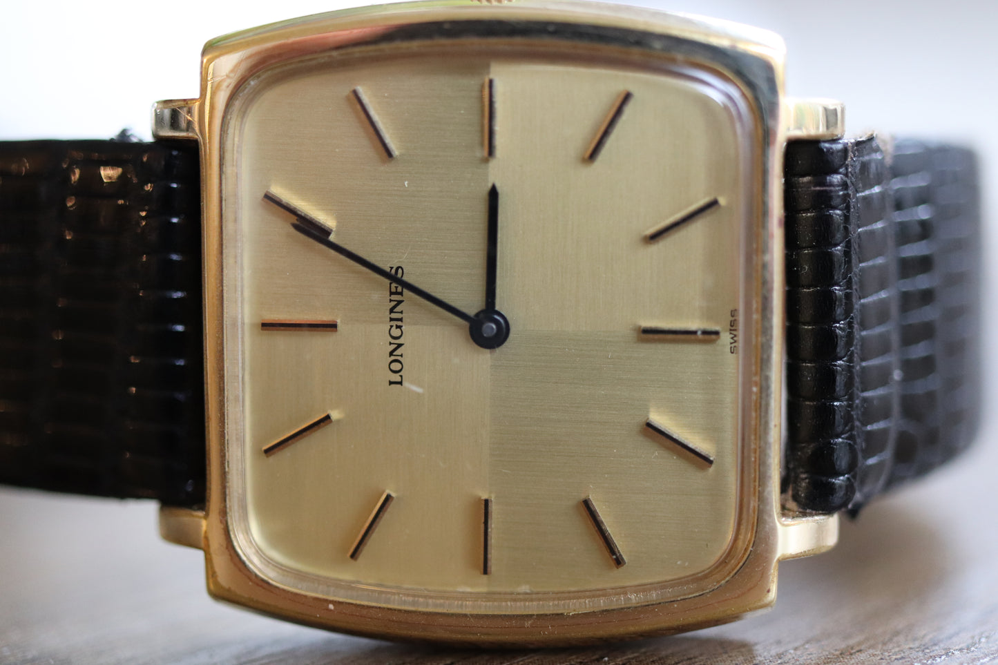 Longines manual working well linen squared dial