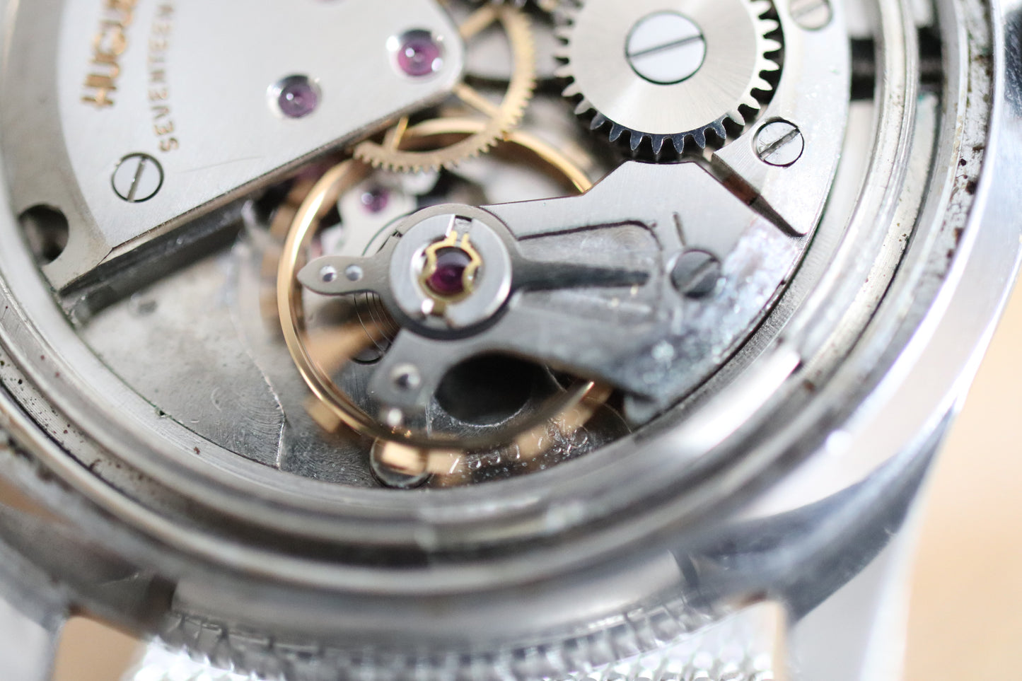 Huguenin Tropical Dial 17J Manual-Wind Watch